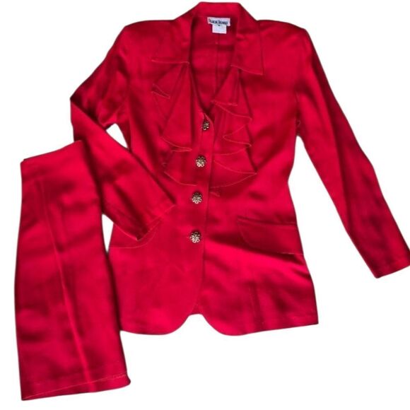 FRANCINE BROWER Women's Brazer Skirt Set Red size 6 Vintage‎ Formal